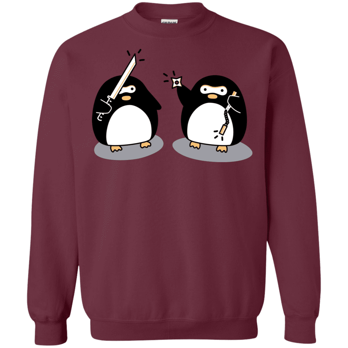 Sweatshirts Maroon / S Cute Ninja Penguins Crewneck Sweatshirt
