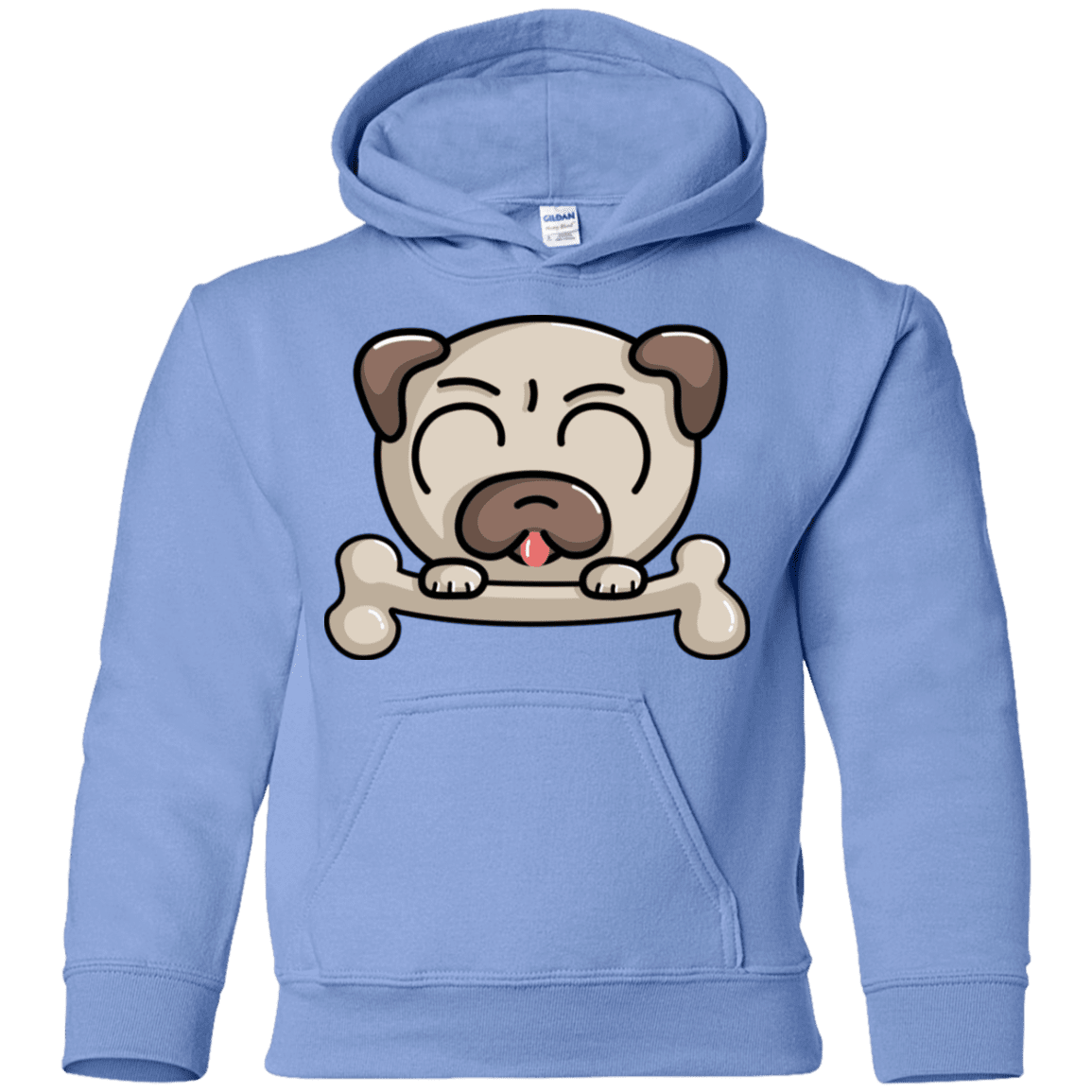 Sweatshirts Carolina Blue / YS Cute Pug and Bone Youth Hoodie