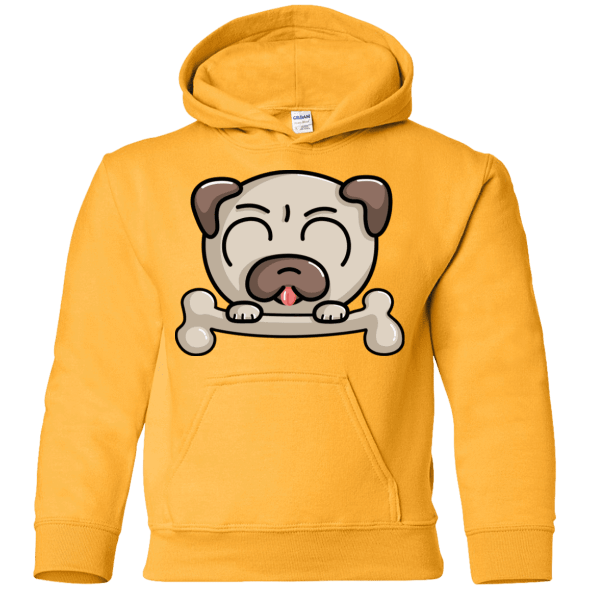 Sweatshirts Gold / YS Cute Pug and Bone Youth Hoodie