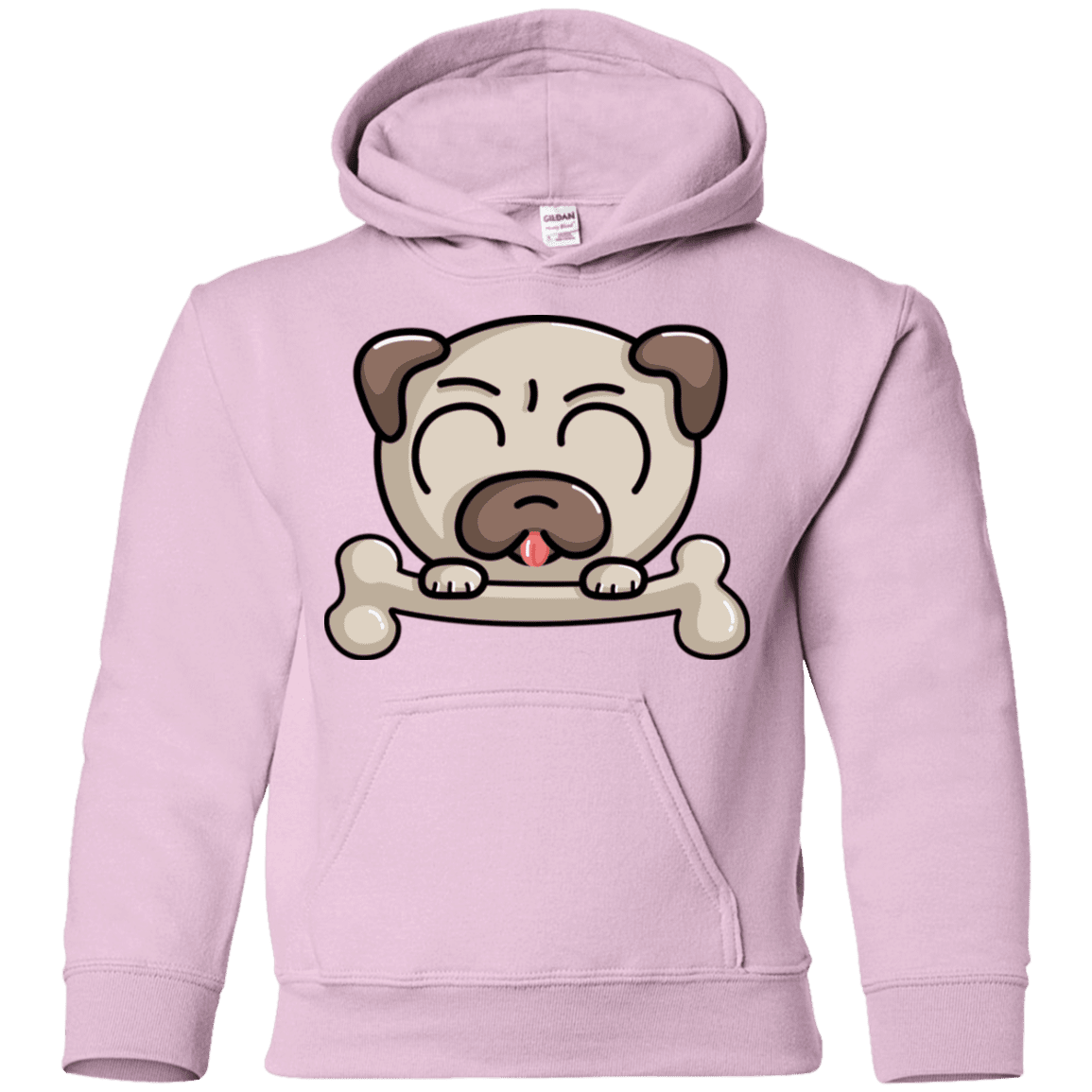 Sweatshirts Light Pink / YS Cute Pug and Bone Youth Hoodie