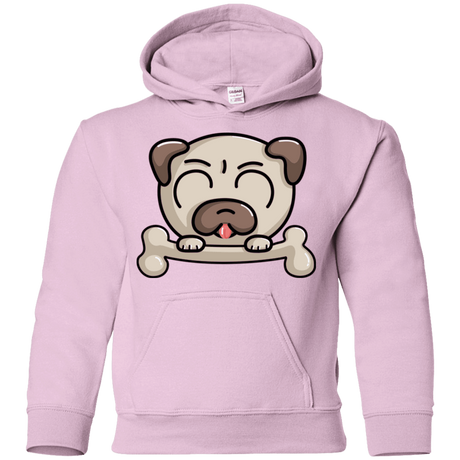 Sweatshirts Light Pink / YS Cute Pug and Bone Youth Hoodie