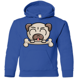 Sweatshirts Royal / YS Cute Pug and Bone Youth Hoodie