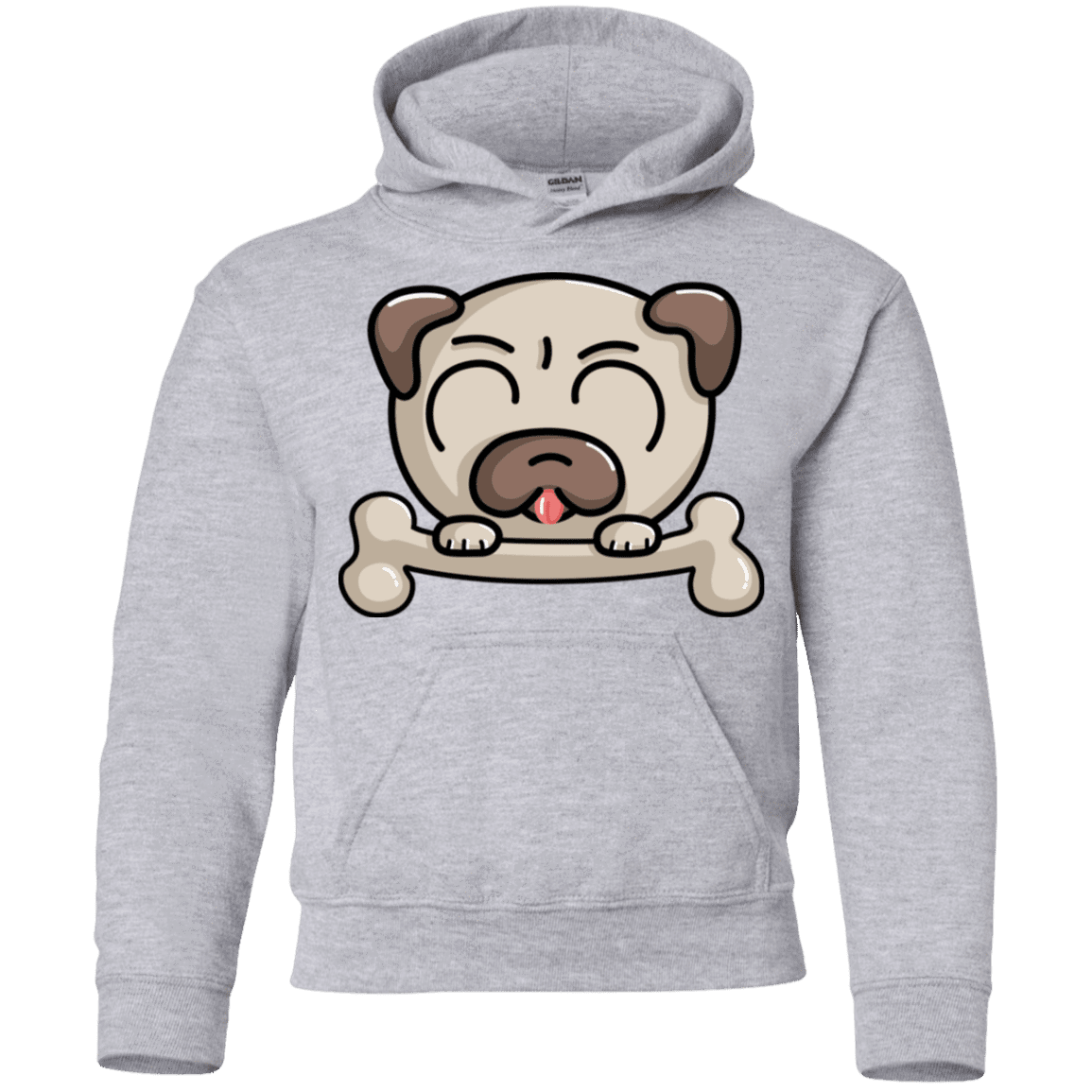 Sweatshirts Sport Grey / YS Cute Pug and Bone Youth Hoodie