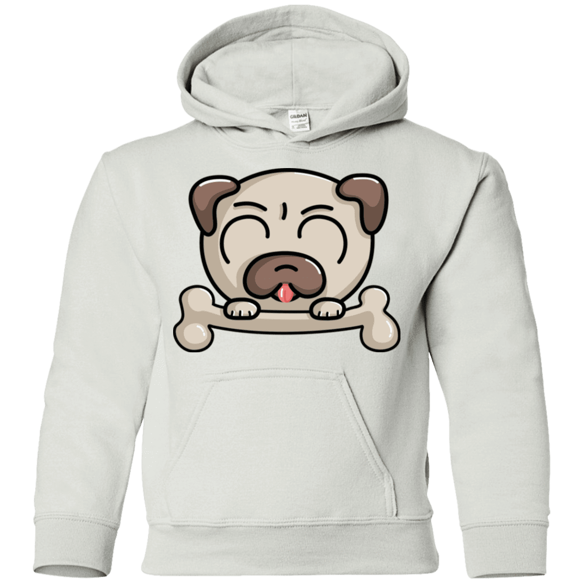 Sweatshirts White / YS Cute Pug and Bone Youth Hoodie