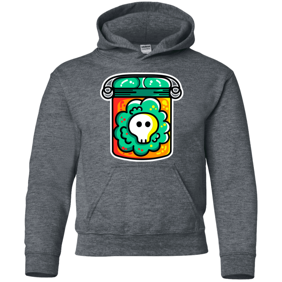 Sweatshirts Dark Heather / YS Cute Skull In A Jar Youth Hoodie