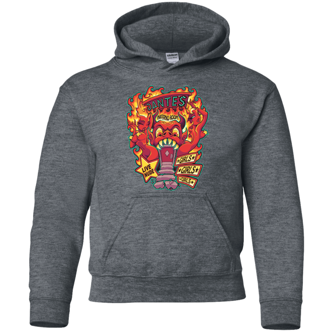 Sweatshirts Dark Heather / YS Dantes Inferno Room Youth Hoodie