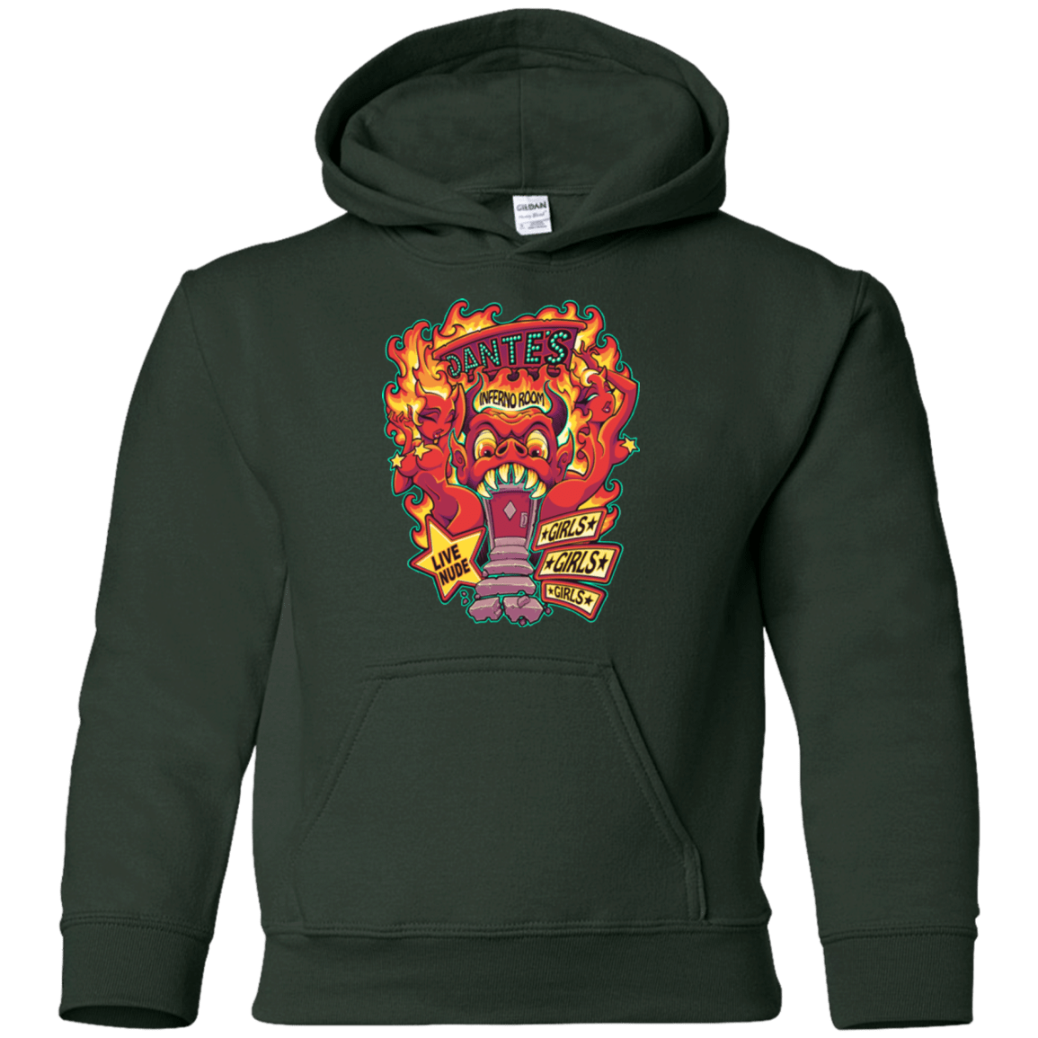 Sweatshirts Forest Green / YS Dantes Inferno Room Youth Hoodie