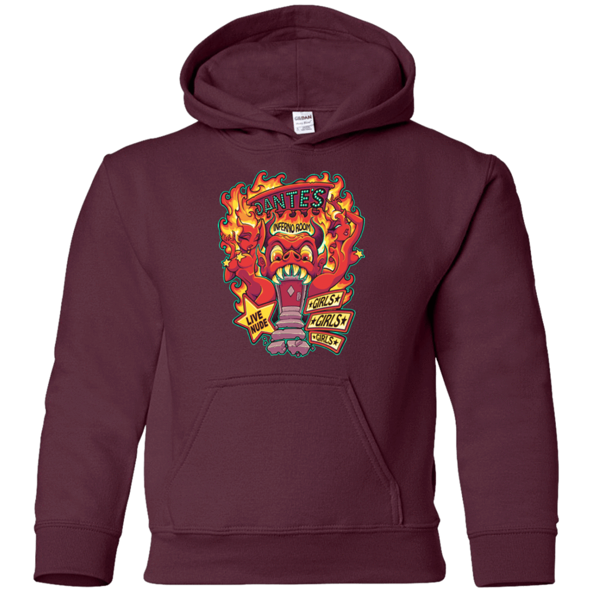 Sweatshirts Maroon / YS Dantes Inferno Room Youth Hoodie