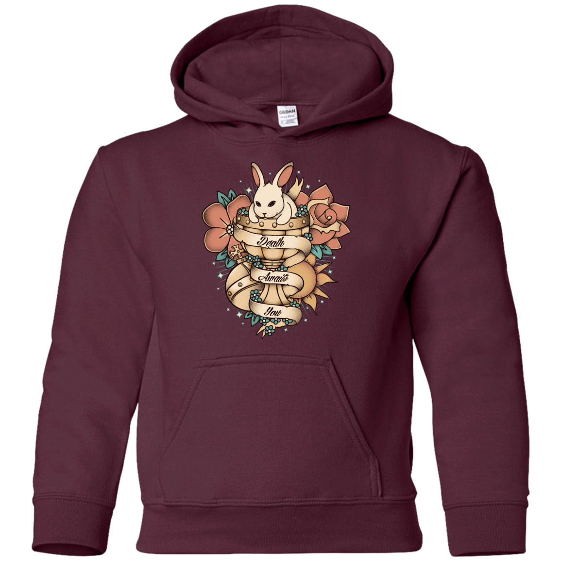 Sweatshirts Maroon / YS Death Awaits You Youth Hoodie