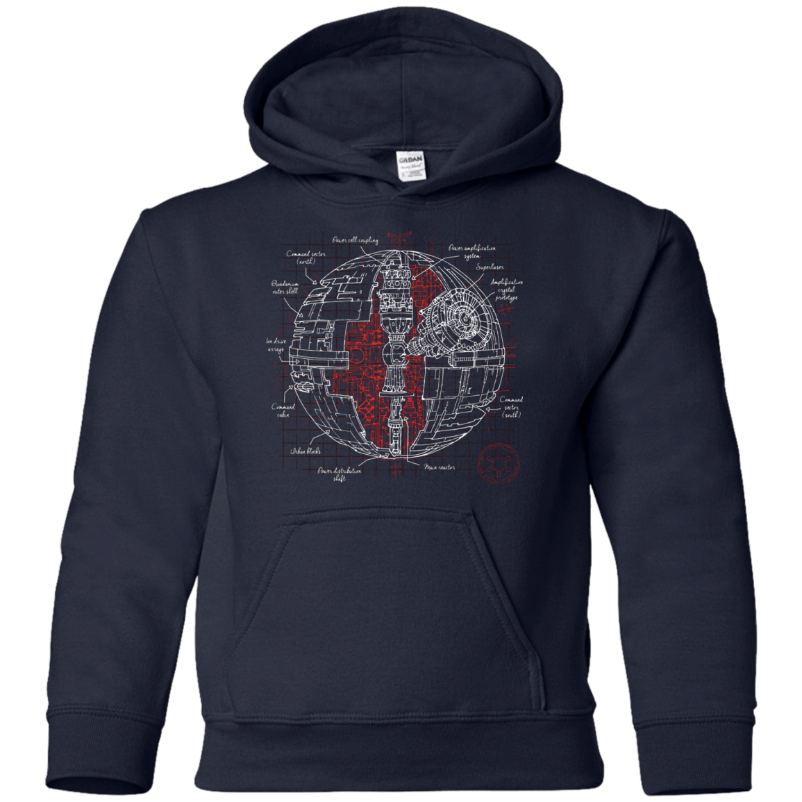 Sweatshirts Navy / YS Death Star Plan Youth Hoodie