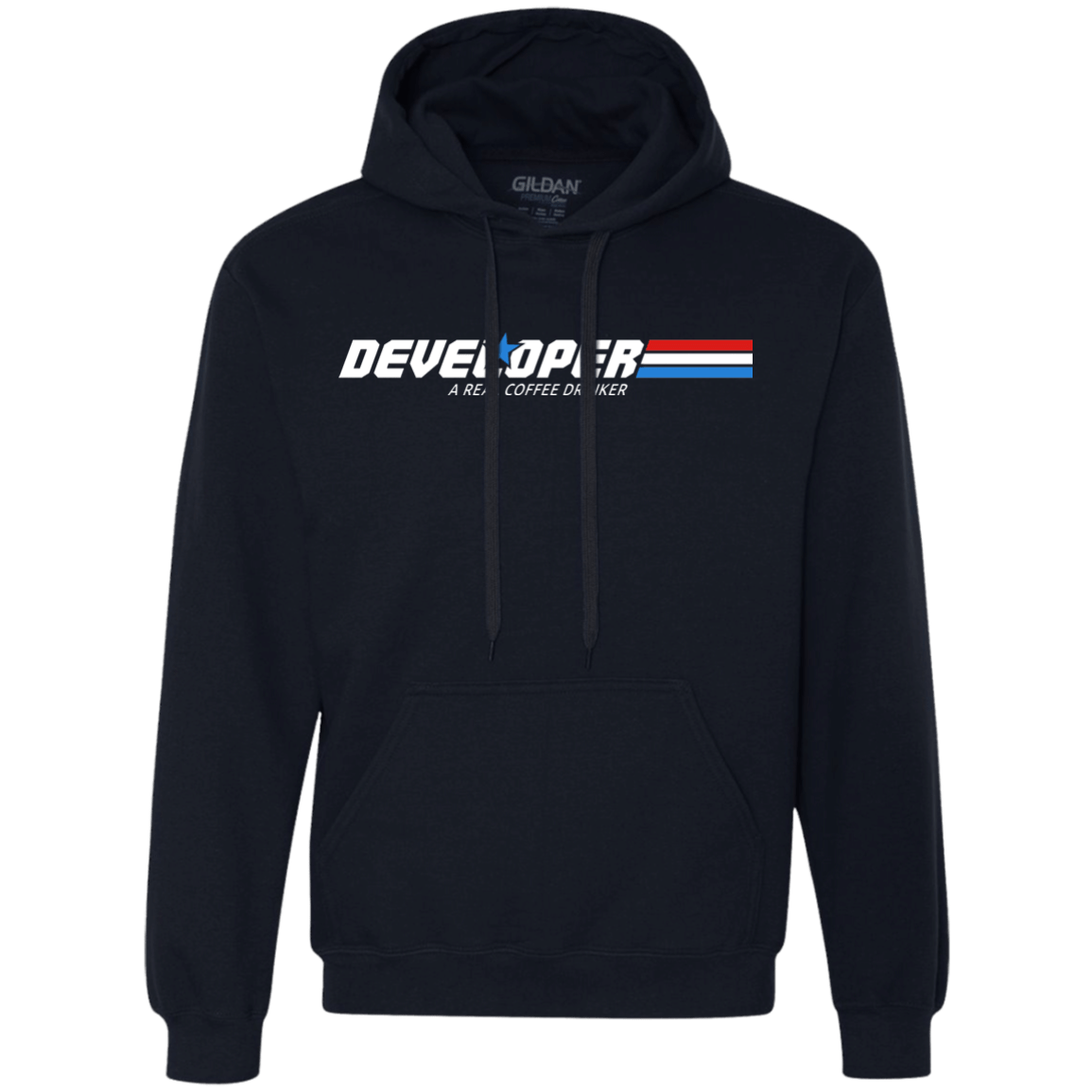 Sweatshirts Navy / Small Developer - A Real Coffee Drinker Premium Fleece Hoodie