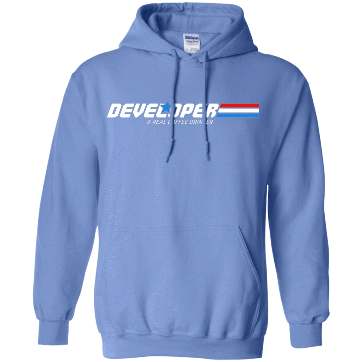 Sweatshirts Carolina Blue / Small Developer - A Real Coffee Drinker Pullover Hoodie