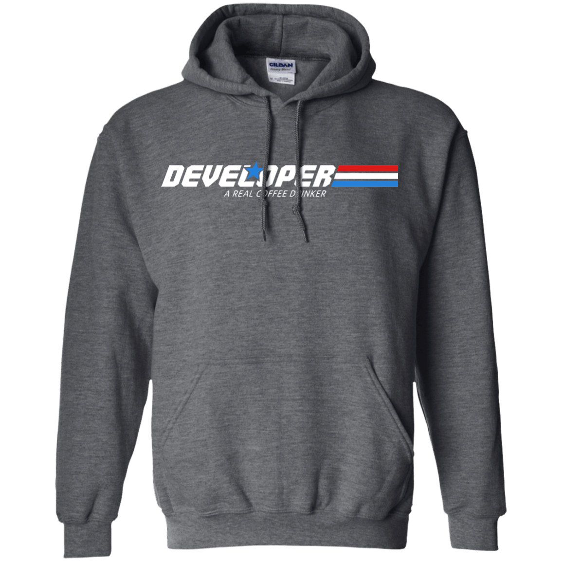 Sweatshirts Dark Heather / Small Developer - A Real Coffee Drinker Pullover Hoodie