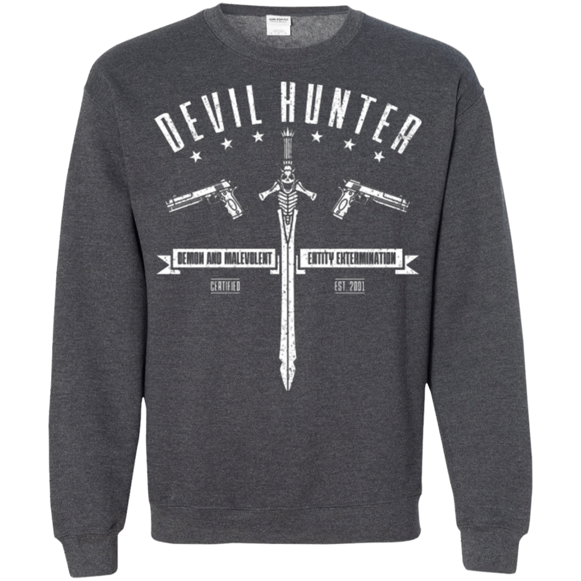 Sweatshirts Dark Heather / Small Devil hunter Crewneck Sweatshirt