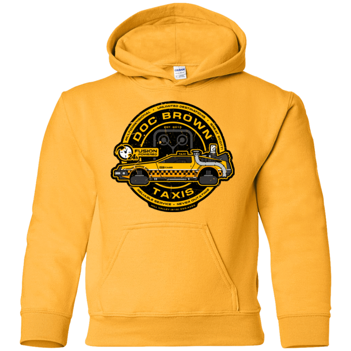 Sweatshirts Gold / YS Doc Brown Taxis Youth Hoodie