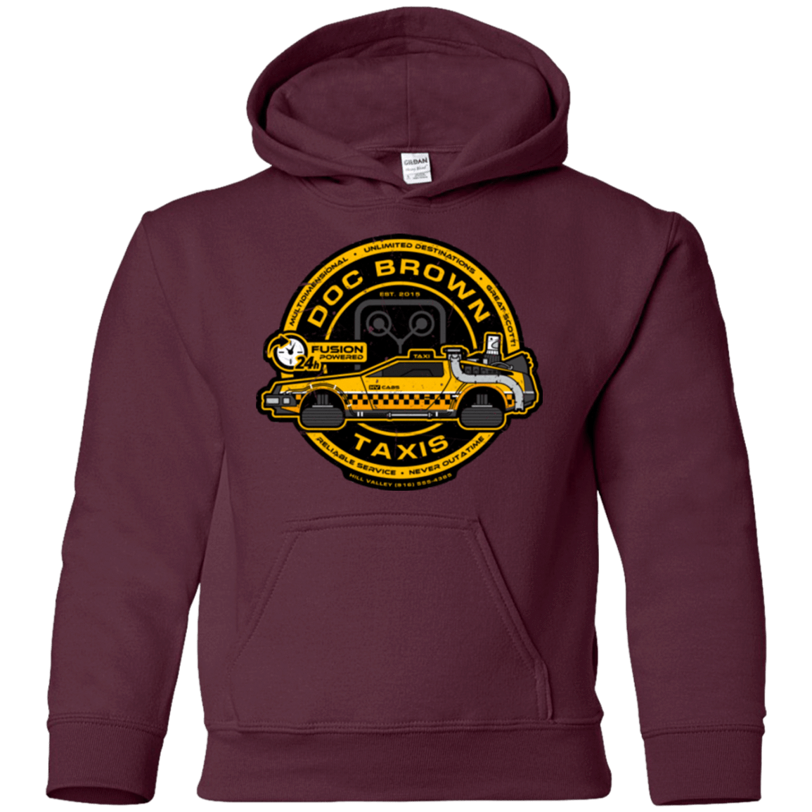 Sweatshirts Maroon / YS Doc Brown Taxis Youth Hoodie