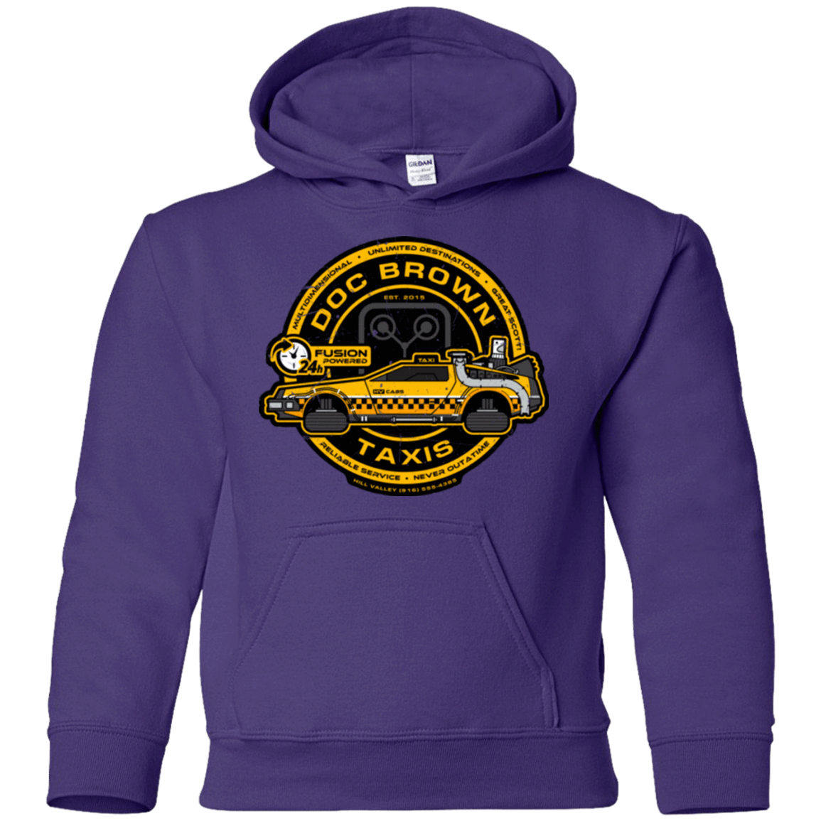 Sweatshirts Purple / YS Doc Brown Taxis Youth Hoodie
