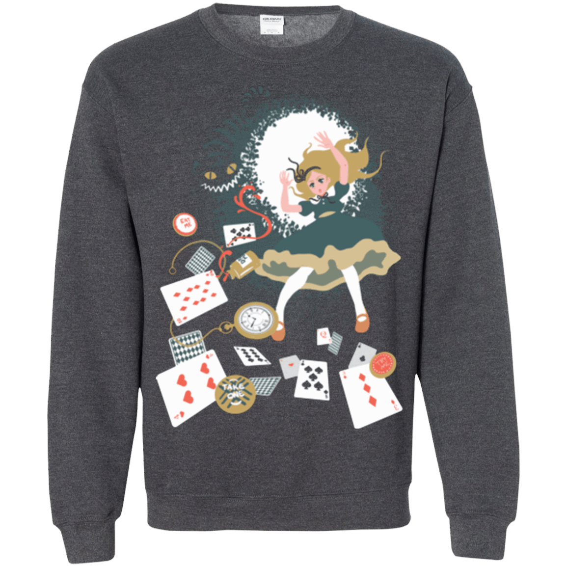 Sweatshirts Dark Heather / Small Down the rabbit hole Crewneck Sweatshirt