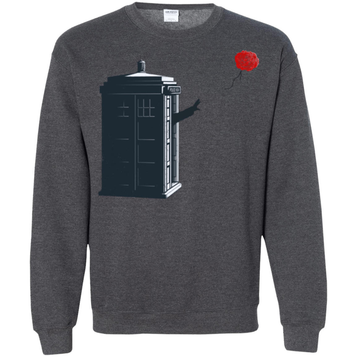 Sweatshirts Dark Heather / Small Dr Banksy Rose Balloon Crewneck Sweatshirt