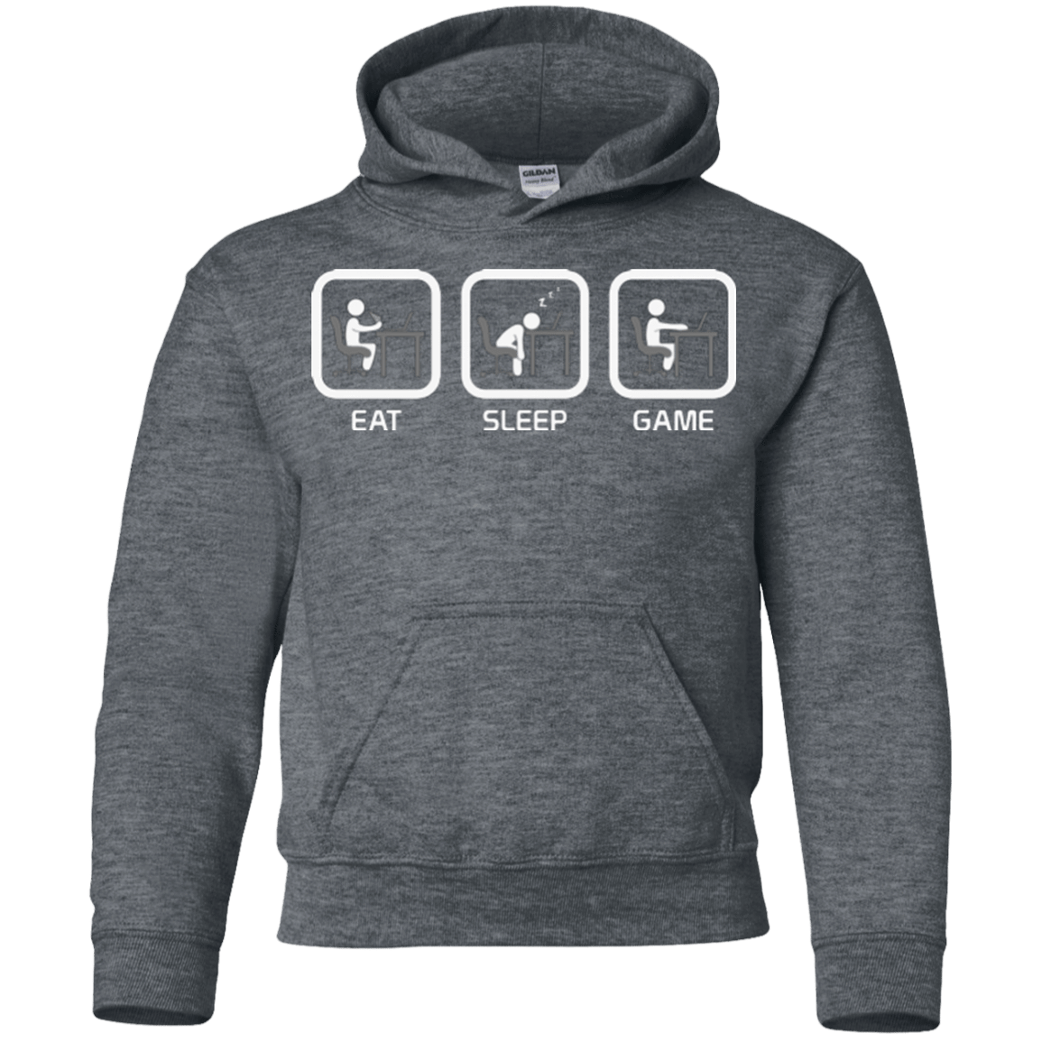Sweatshirts Dark Heather / YS Eat Sleep Game PC Youth Hoodie