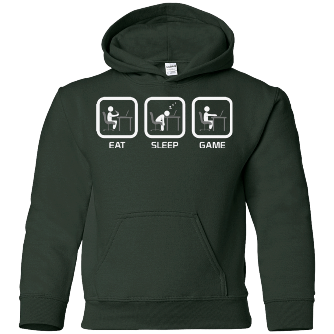 Sweatshirts Forest Green / YS Eat Sleep Game PC Youth Hoodie