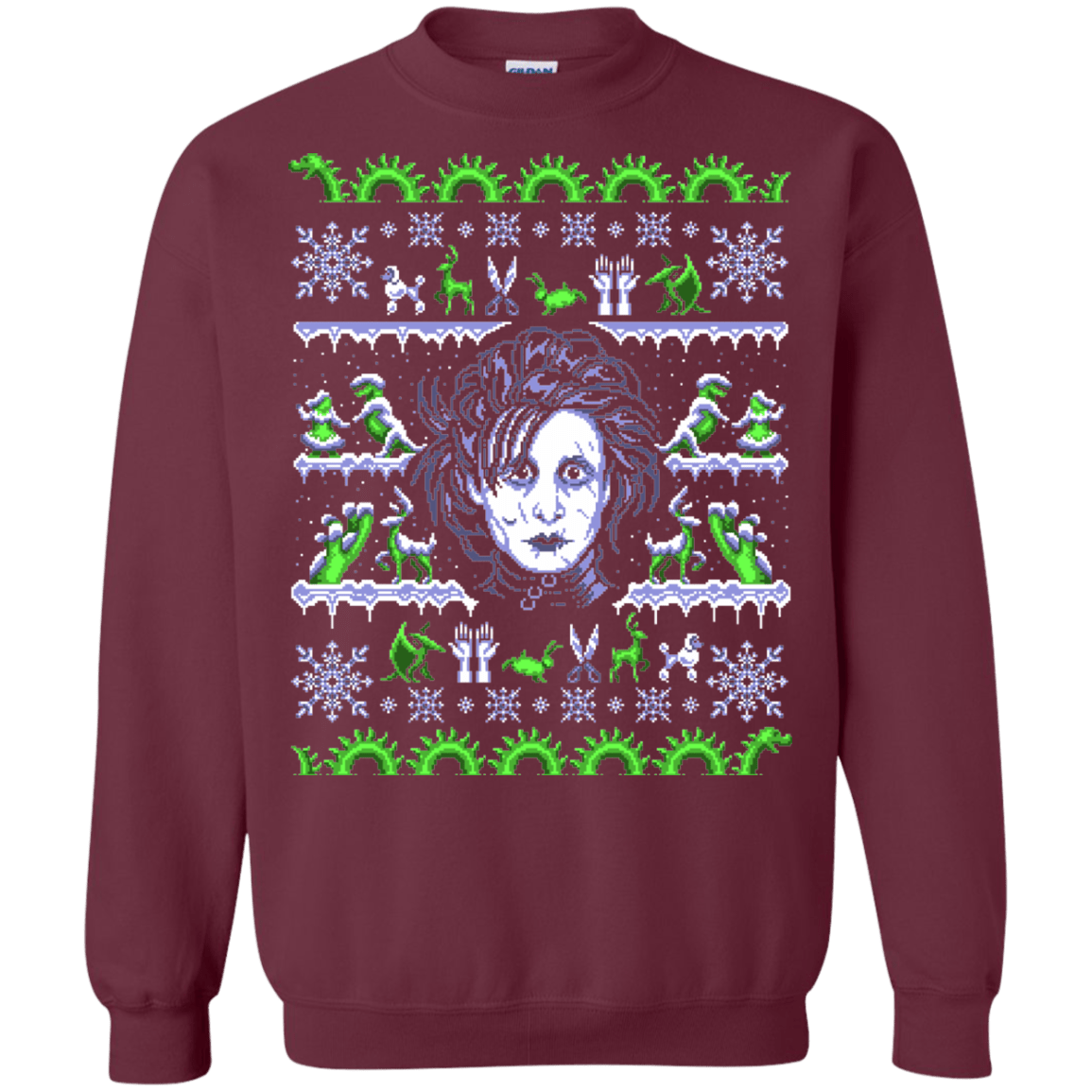 Sweatshirts Maroon / Small Edward Scissorhands ugly sweater Crewneck Sweatshirt