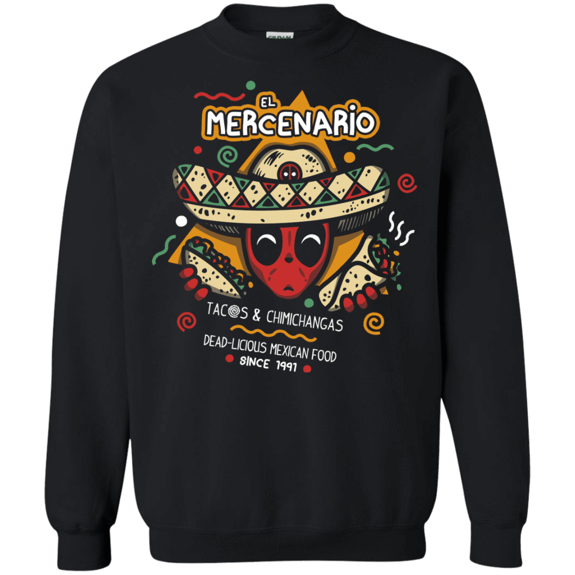 Sweatshirts Black / S El Mercenario Mexican Food Crewneck Sweatshirt