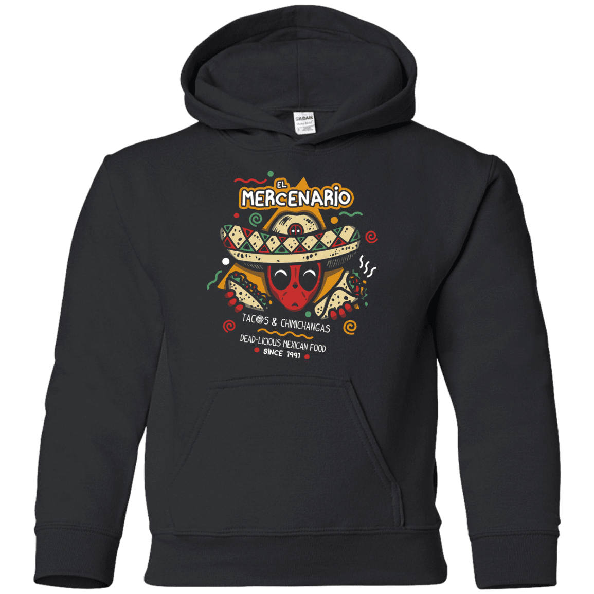 Sweatshirts Black / YS El Mercenario Mexican Food Youth Hoodie
