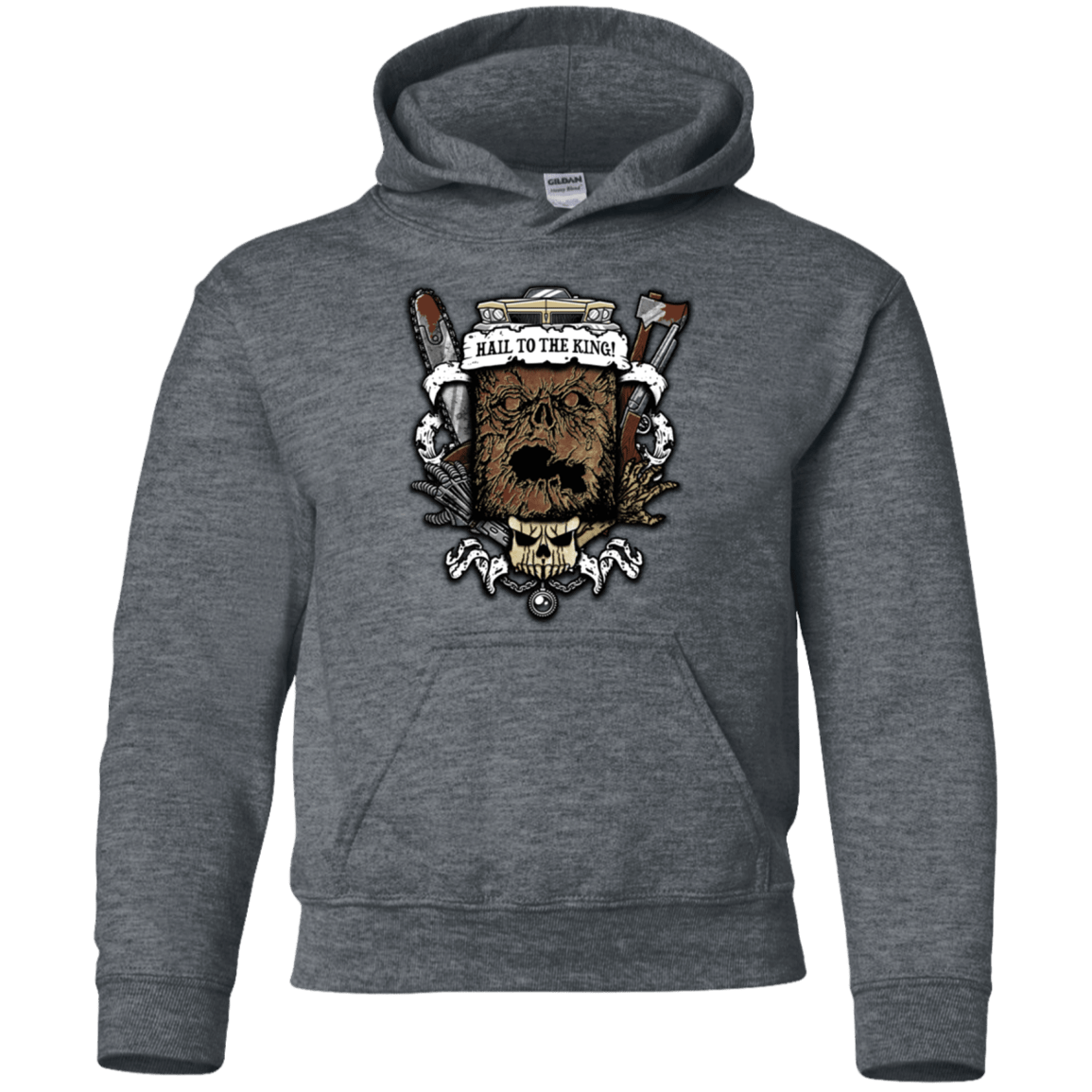 Sweatshirts Dark Heather / YS Evil Crest Youth Hoodie