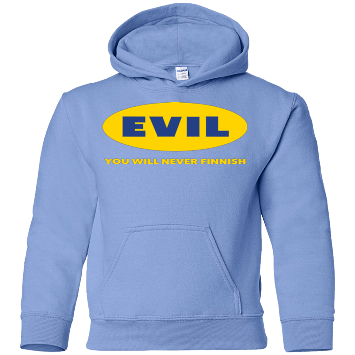 Sweatshirts Carolina Blue / YS EVIL Never Finnish Youth Hoodie