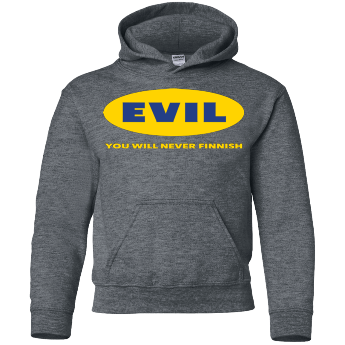 Sweatshirts Dark Heather / YS EVIL Never Finnish Youth Hoodie