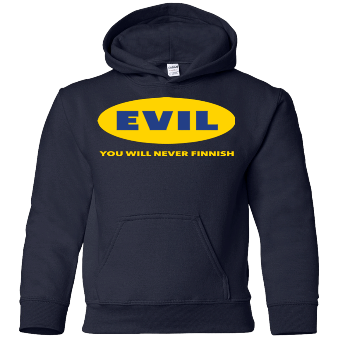 Sweatshirts Navy / YS EVIL Never Finnish Youth Hoodie