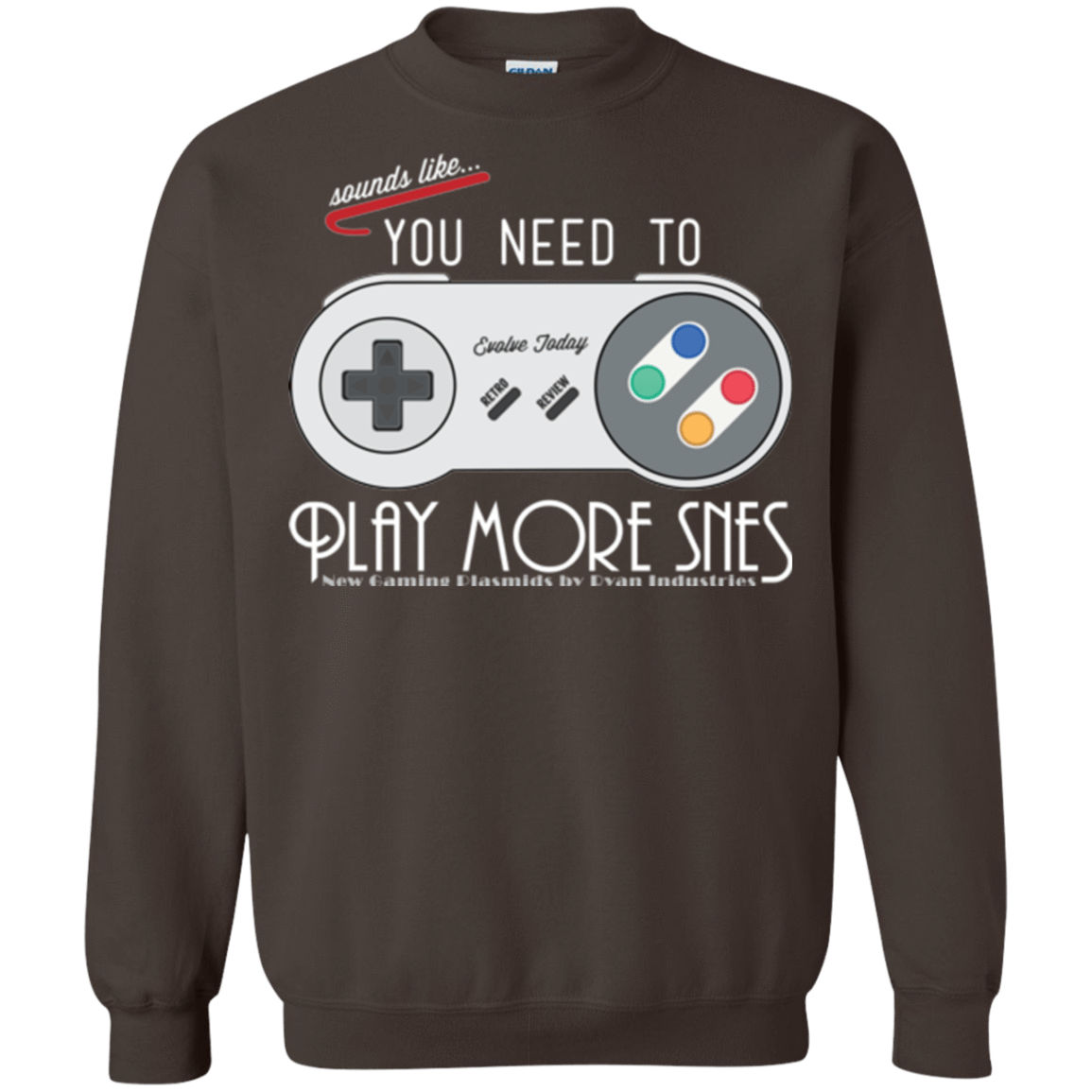 Sweatshirts Dark Chocolate / Small Evolve Today! Play More SNES Crewneck Sweatshirt