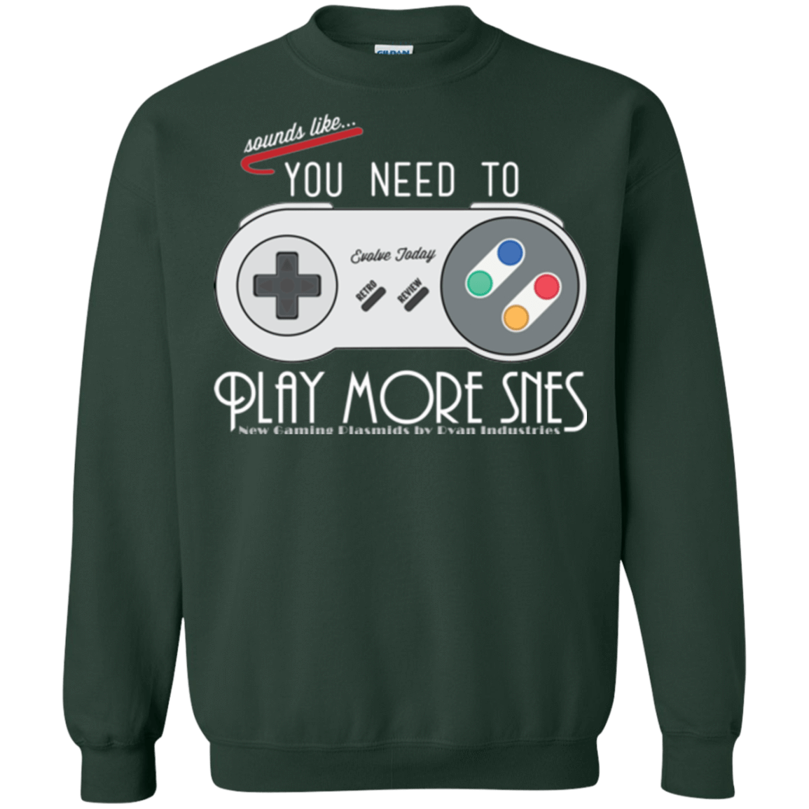 Sweatshirts Forest Green / Small Evolve Today! Play More SNES Crewneck Sweatshirt