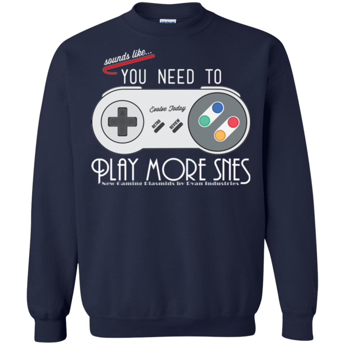 Sweatshirts Navy / Small Evolve Today! Play More SNES Crewneck Sweatshirt