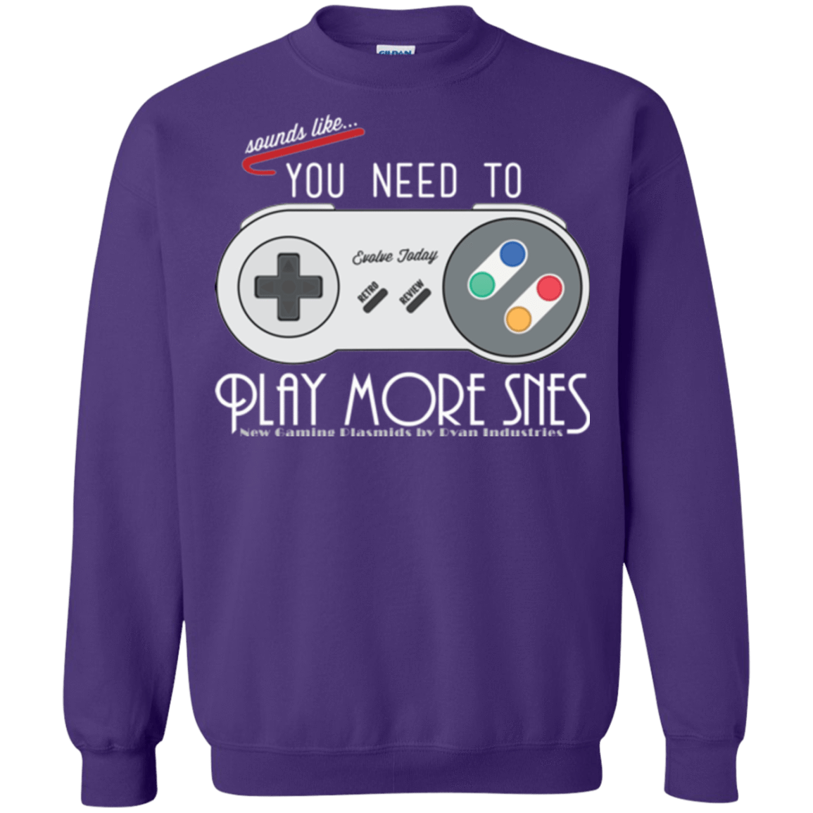 Sweatshirts Purple / Small Evolve Today! Play More SNES Crewneck Sweatshirt