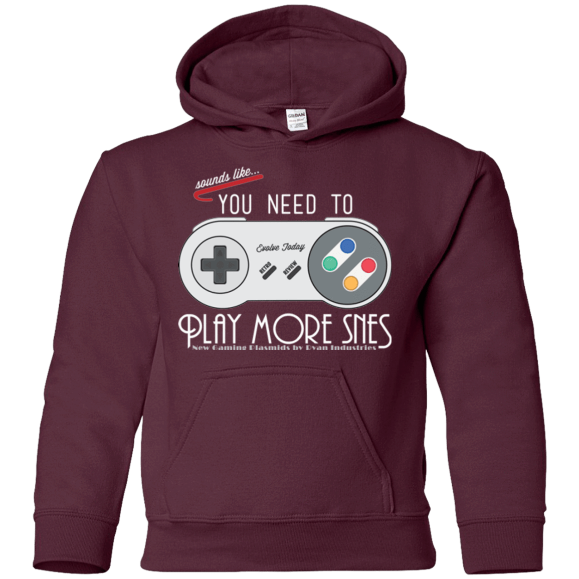 Sweatshirts Maroon / YS Evolve Today! Play More SNES Youth Hoodie