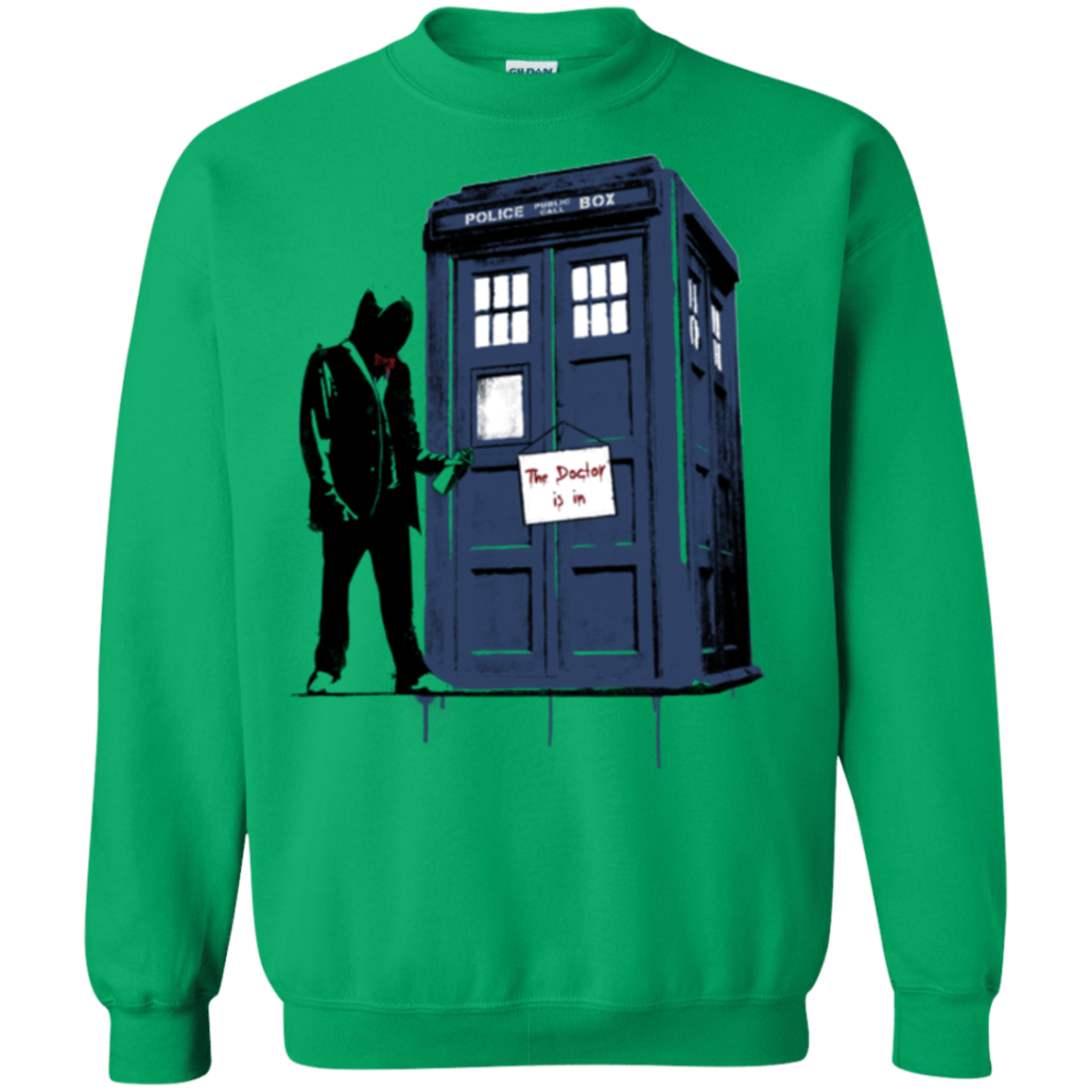 Sweatshirts Irish Green / Small Exit Through Tardis Crewneck Sweatshirt