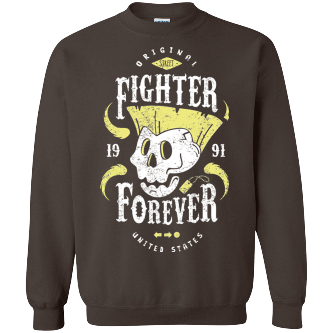 Sweatshirts Dark Chocolate / Small Fighter Forever Guile Crewneck Sweatshirt