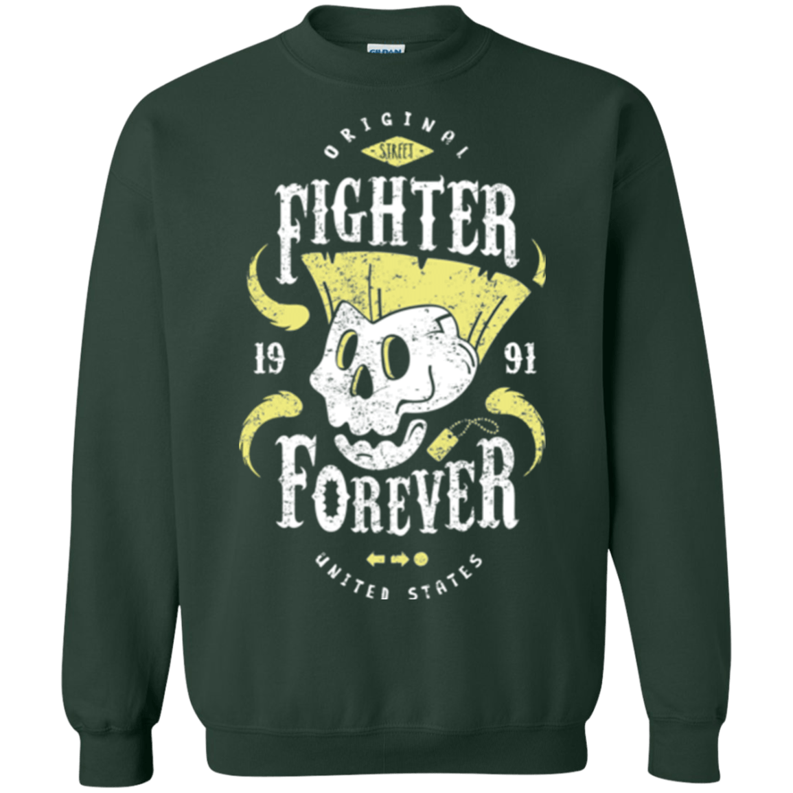 Sweatshirts Forest Green / Small Fighter Forever Guile Crewneck Sweatshirt