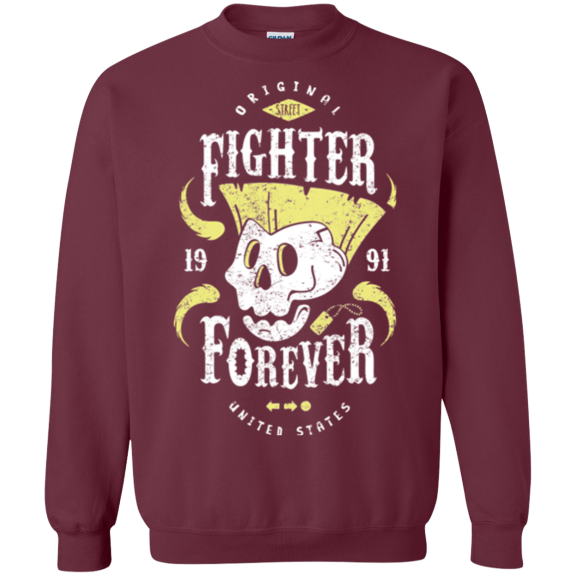 Sweatshirts Maroon / Small Fighter Forever Guile Crewneck Sweatshirt