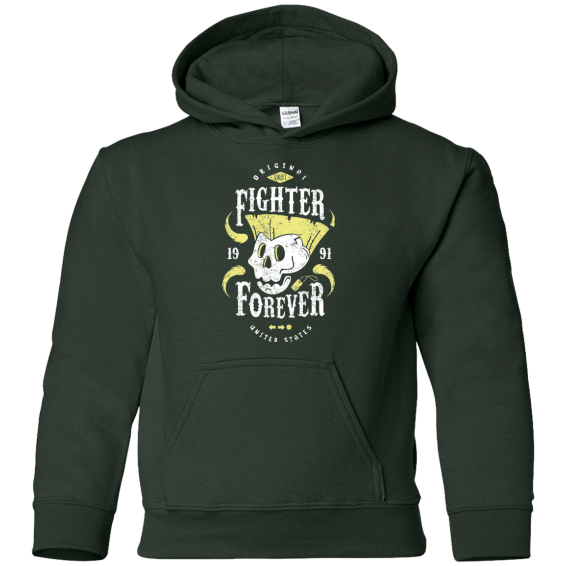 Sweatshirts Forest Green / YS Fighter Forever Guile Youth Hoodie