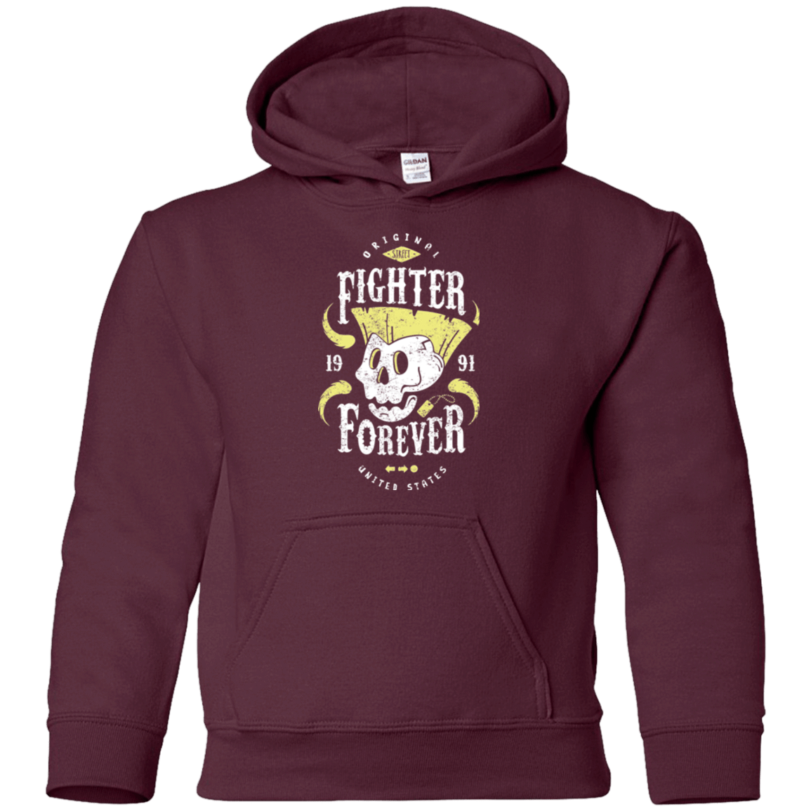 Sweatshirts Maroon / YS Fighter Forever Guile Youth Hoodie