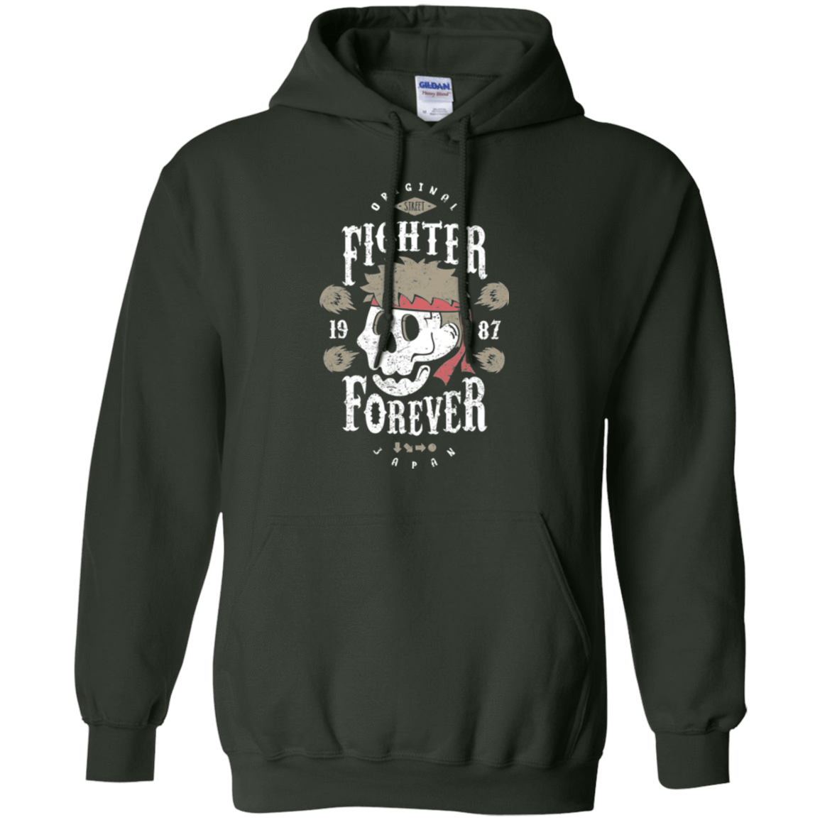 Sweatshirts Forest Green / Small Fighter Forever Ryu Pullover Hoodie