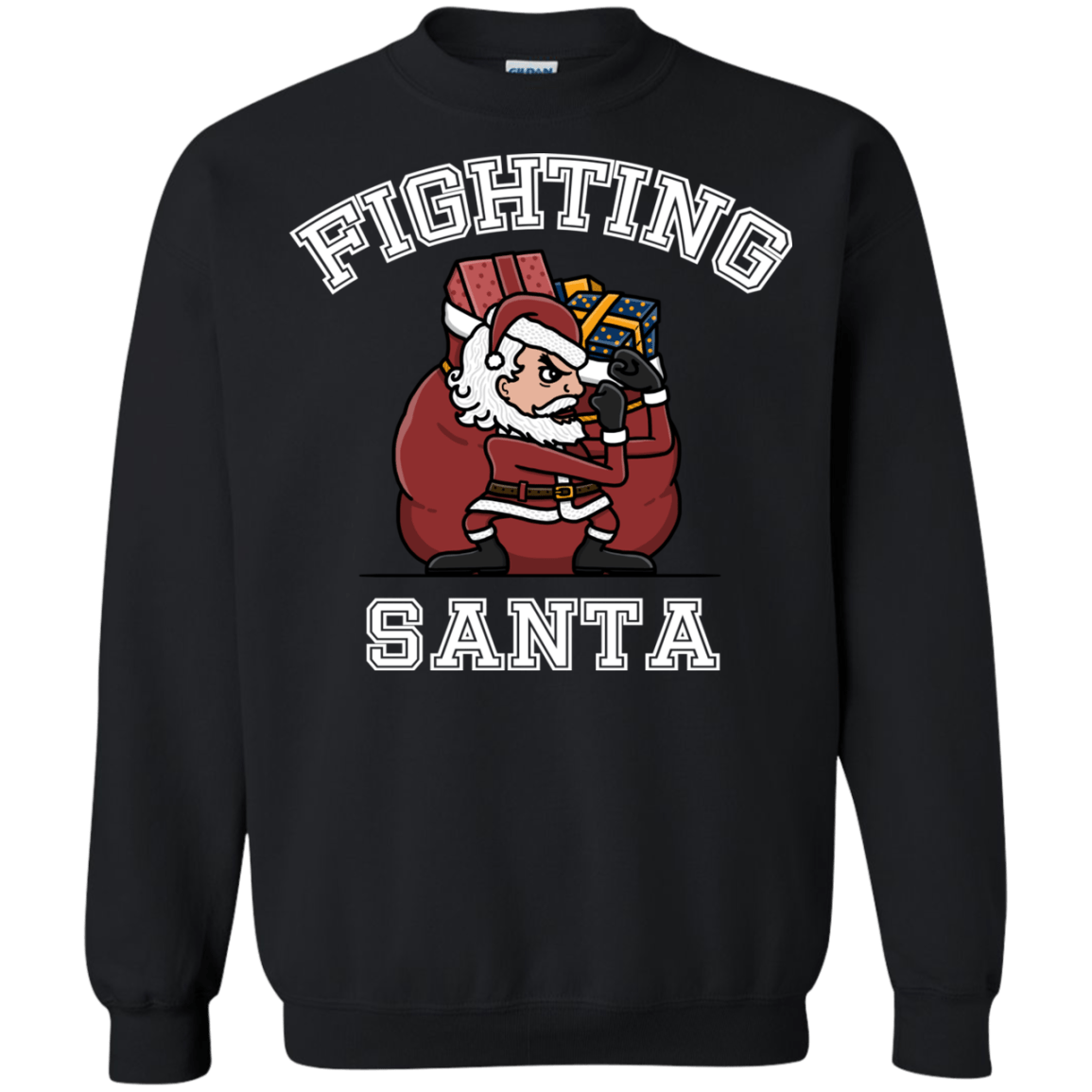 Sweatshirts Black / S Fighting Santa Crewneck Sweatshirt