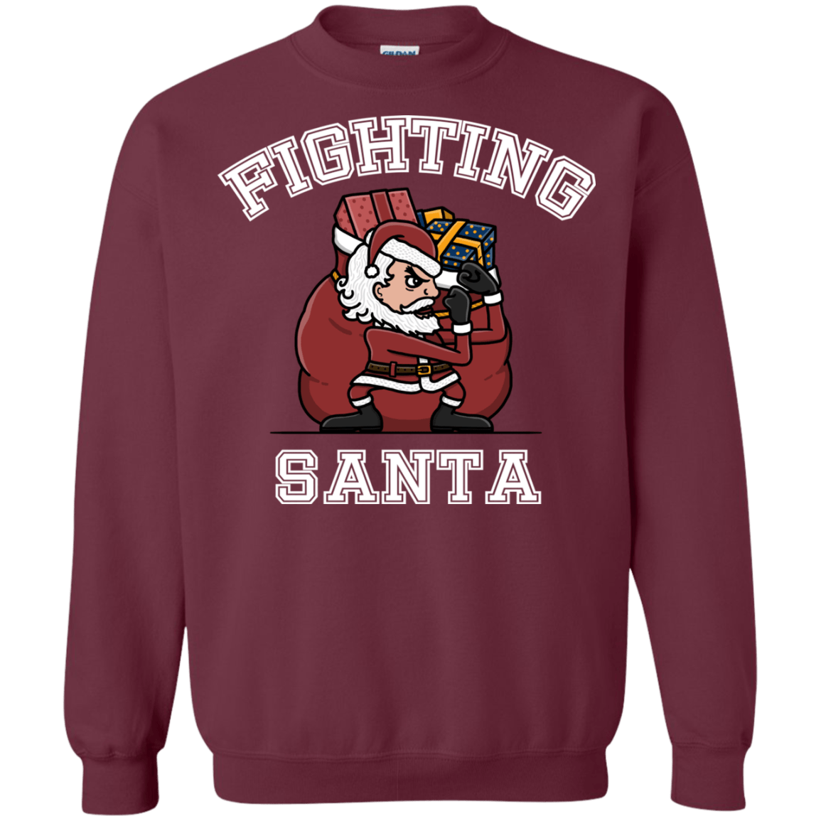 Sweatshirts Maroon / S Fighting Santa Crewneck Sweatshirt