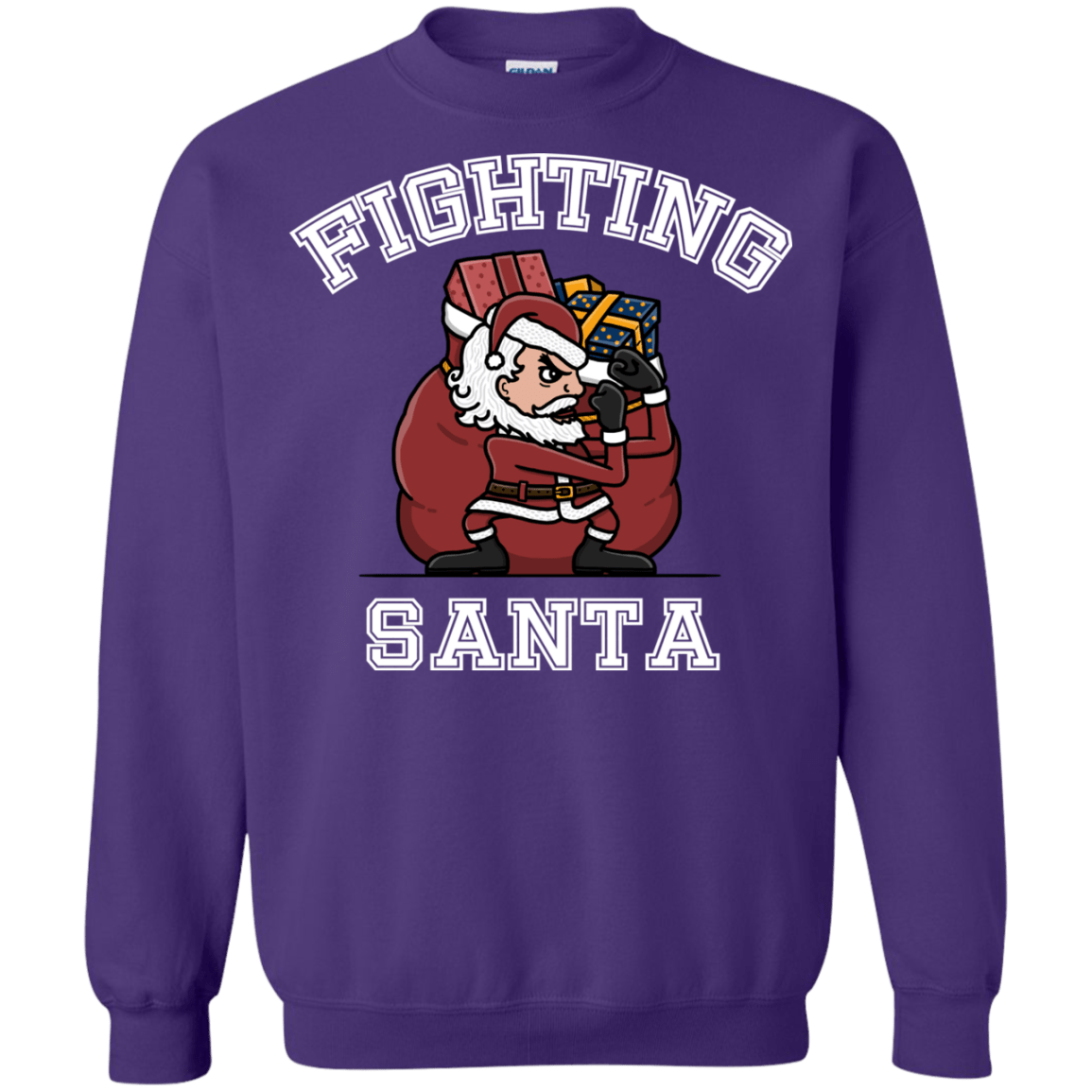 Sweatshirts Purple / S Fighting Santa Crewneck Sweatshirt
