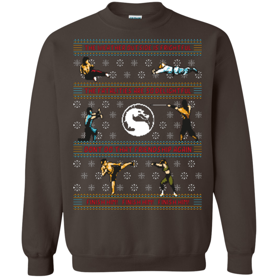 Sweatshirts Dark Chocolate / Small Finish Him Finish Him Finish Him Crewneck Sweatshirt