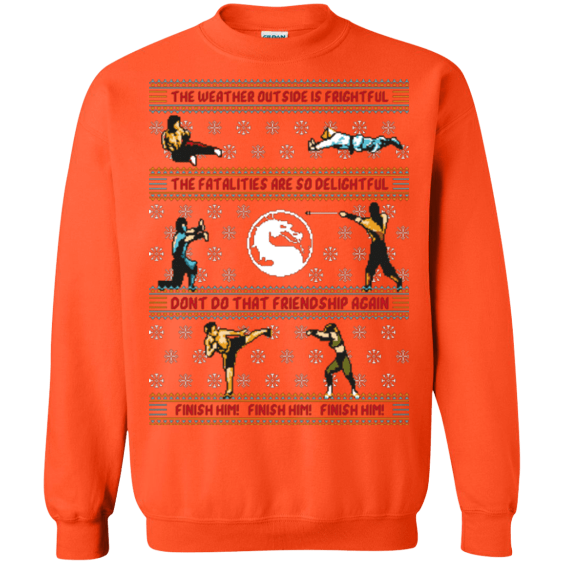 Sweatshirts Orange / Small Finish Him Finish Him Finish Him Crewneck Sweatshirt