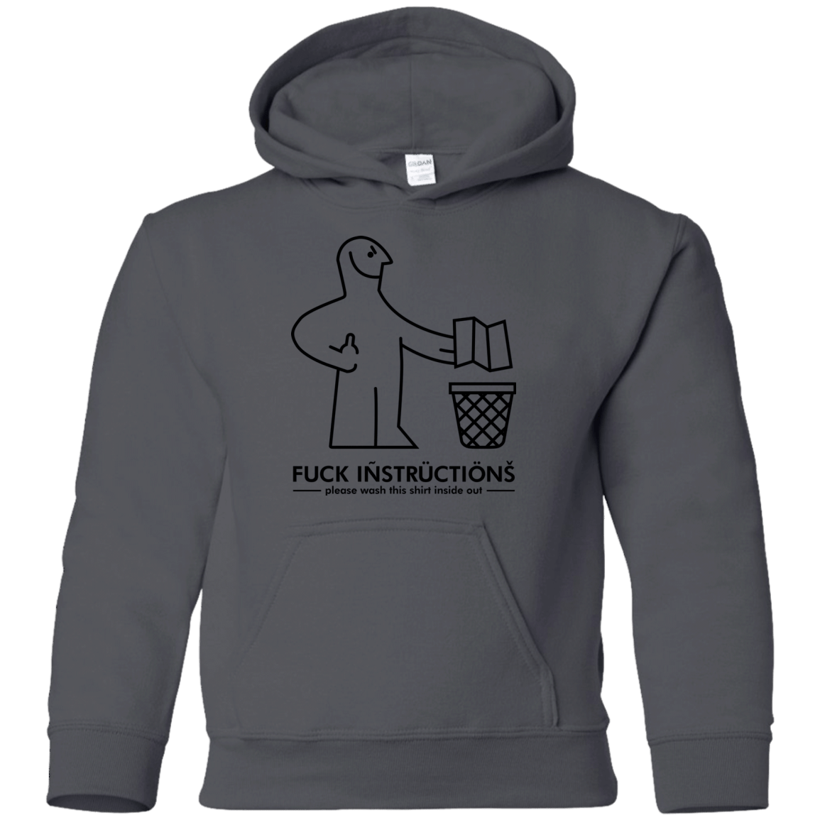 Sweatshirts Charcoal / YS FuckInstructions Youth Hoodie